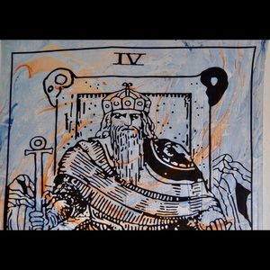 The Emperor tarot card tapestry in marble colors